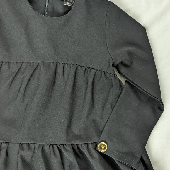 Little Cocoon Black Tier Dress with Gold Button Accent Girls' 3x - Picture 4 of 5